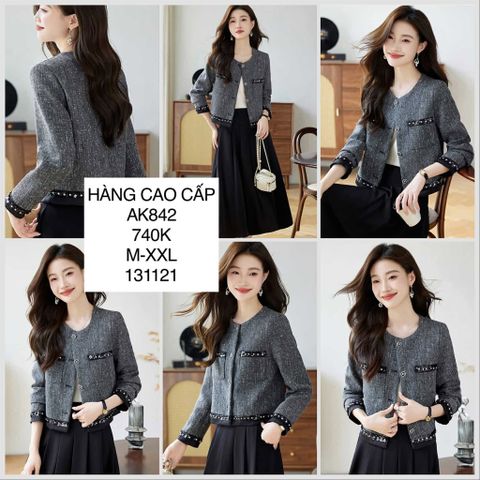  Áo khoác dạ phối cườm AK842 