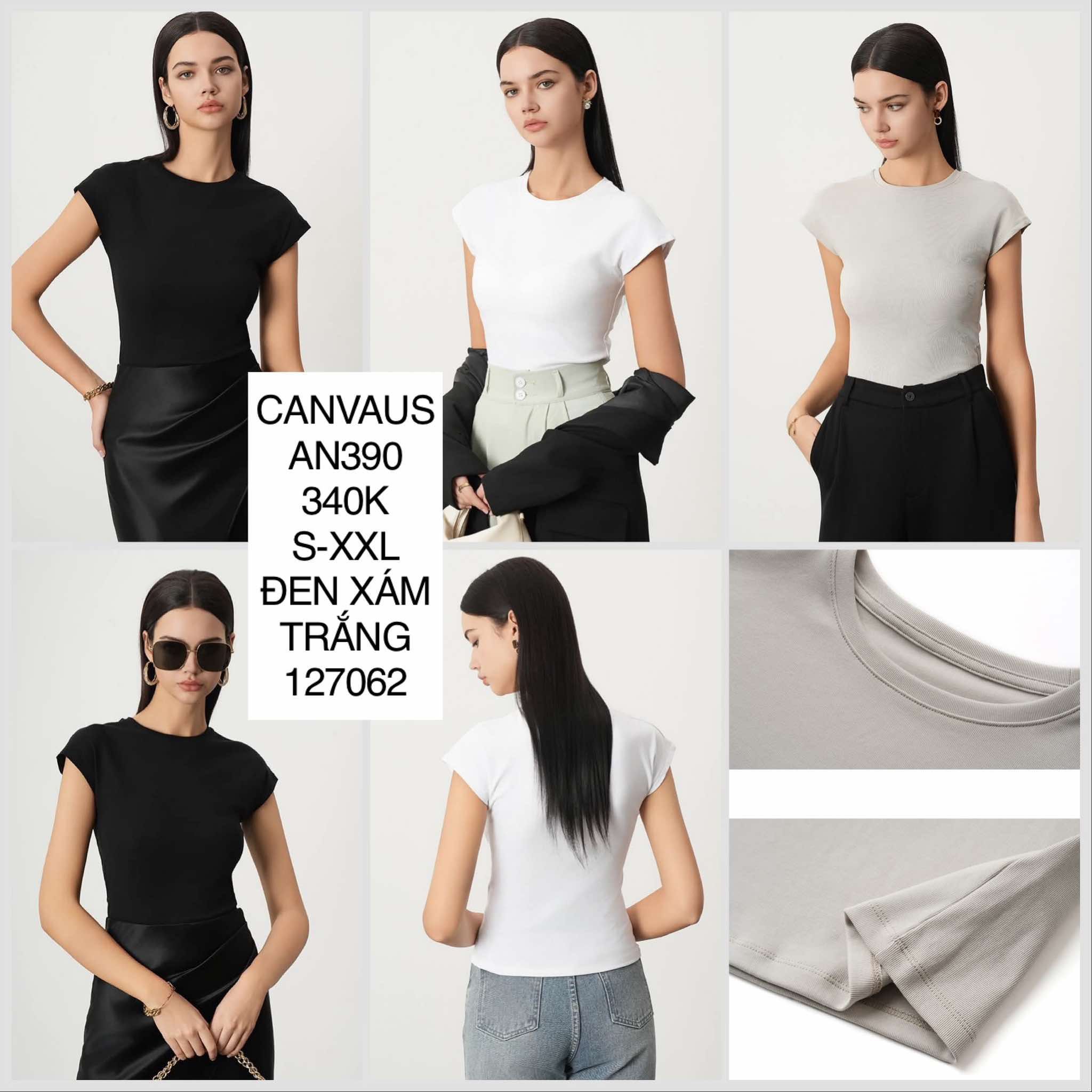  Áo thun trơn tay con Canvaus AN390 