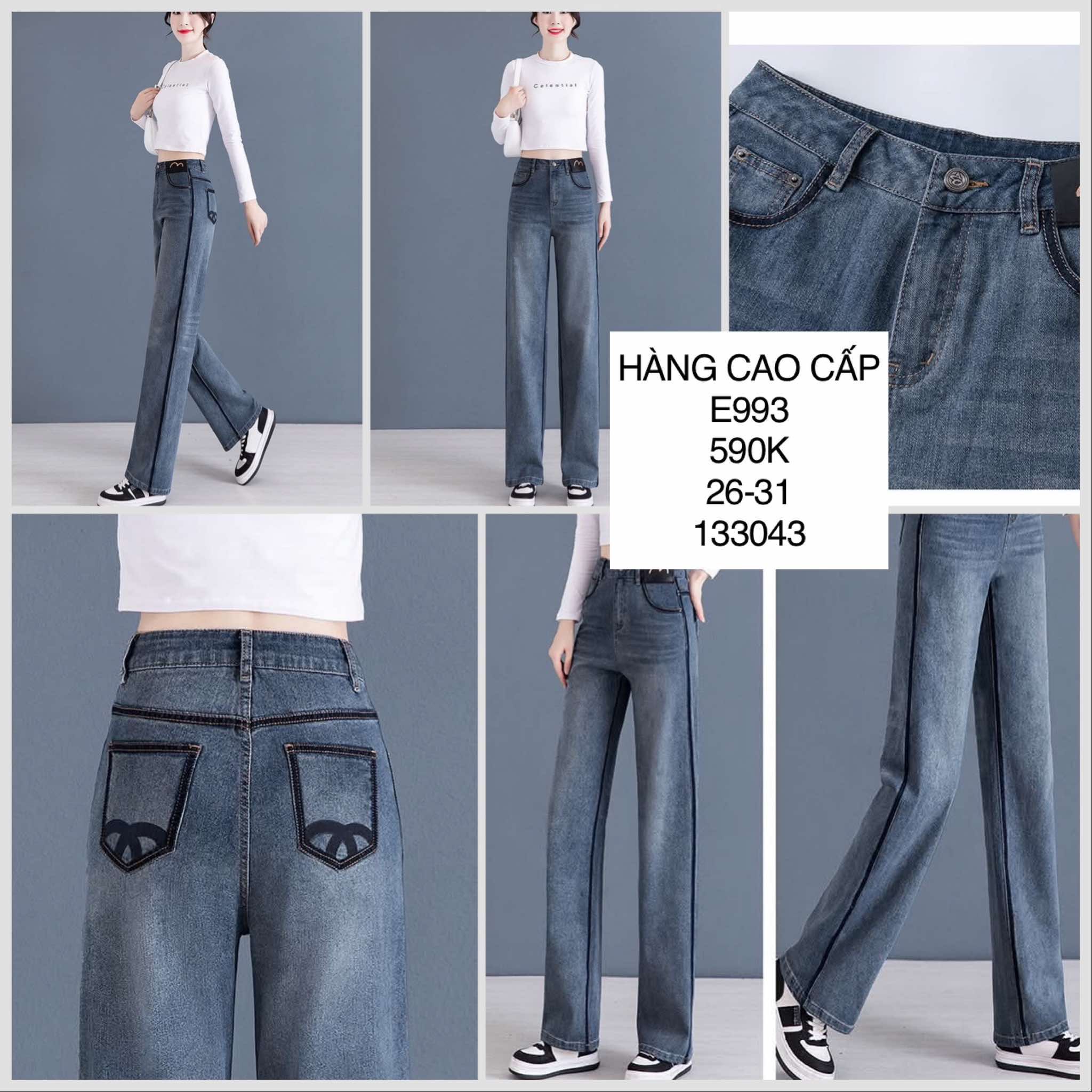  Quần jean suôn viền đen E993 