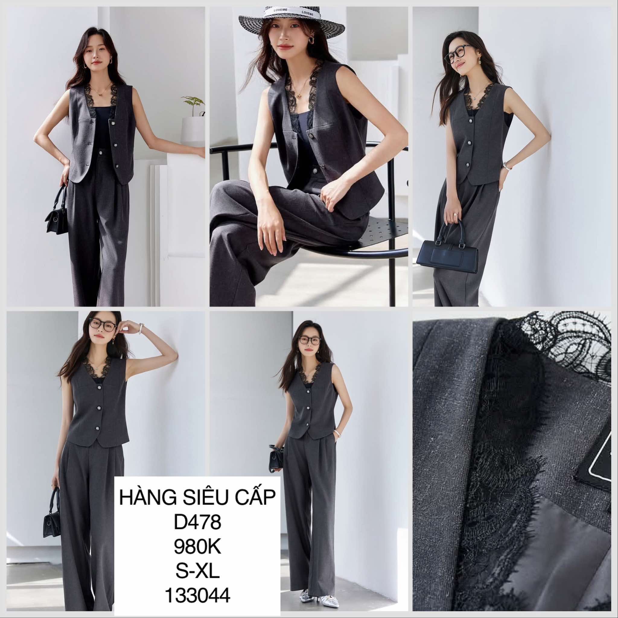  Set quần suông + áo ghile D478 