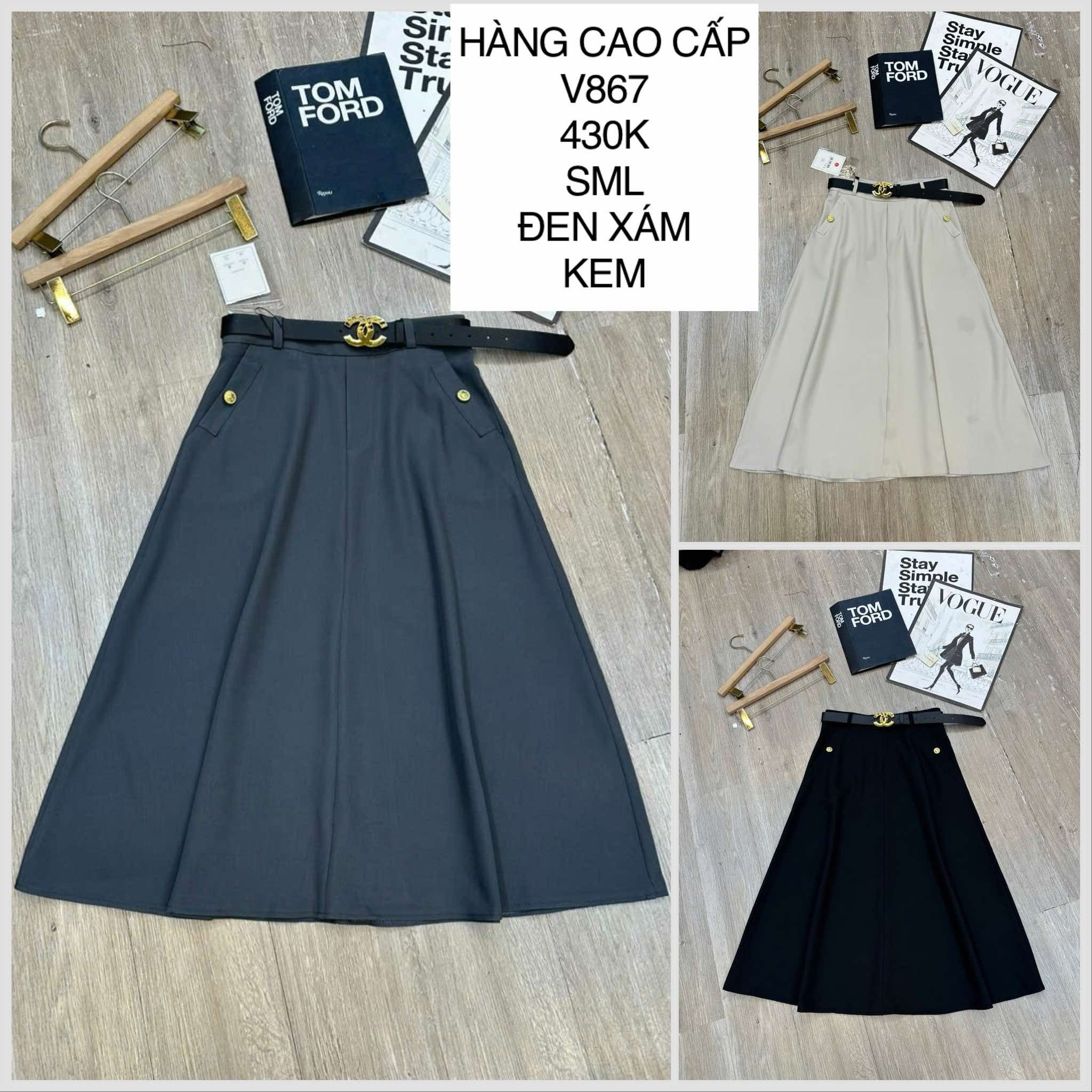  Chân váy xòe có 2 túi kèm belt V867 