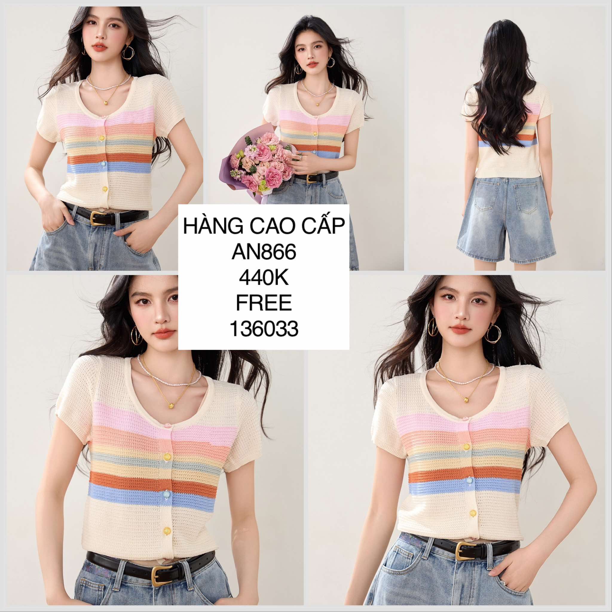  Áo dệt đa sắc AN866 