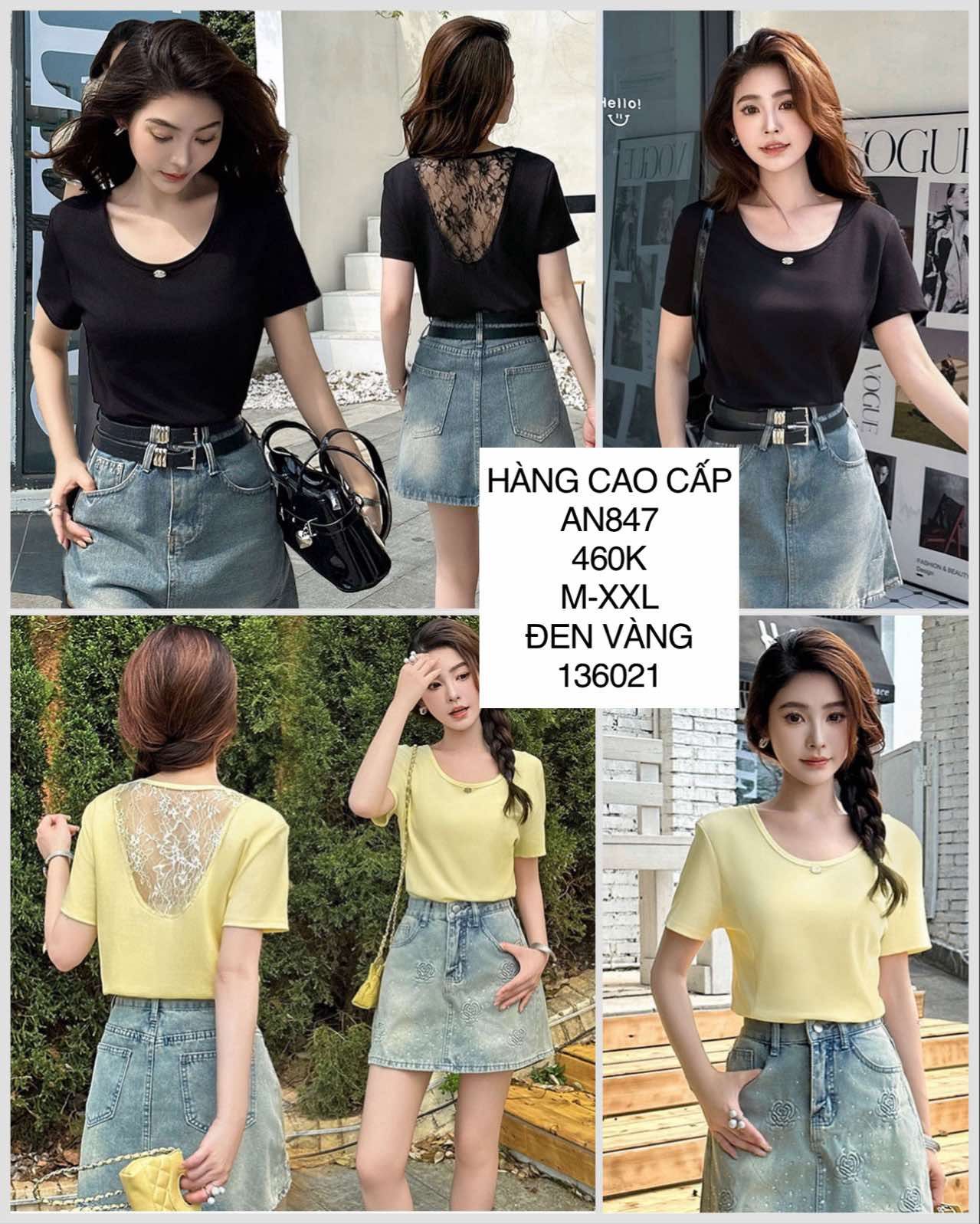  Áo thun lưng phối ren AN847 