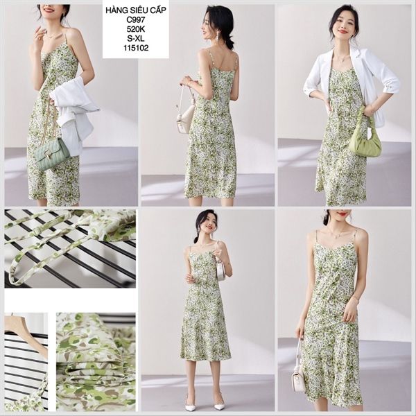  D-đầm 2 dây họa tiết loang c997 