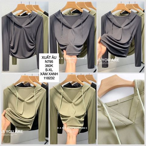  A-áo thun gân co nón nhún eo 2 bên n795 
