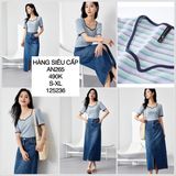  ÁO THUN SỌC CỔ VUÔNG TIM AN265 