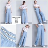  A-quần denim suông lưng phối viền chữ e152 