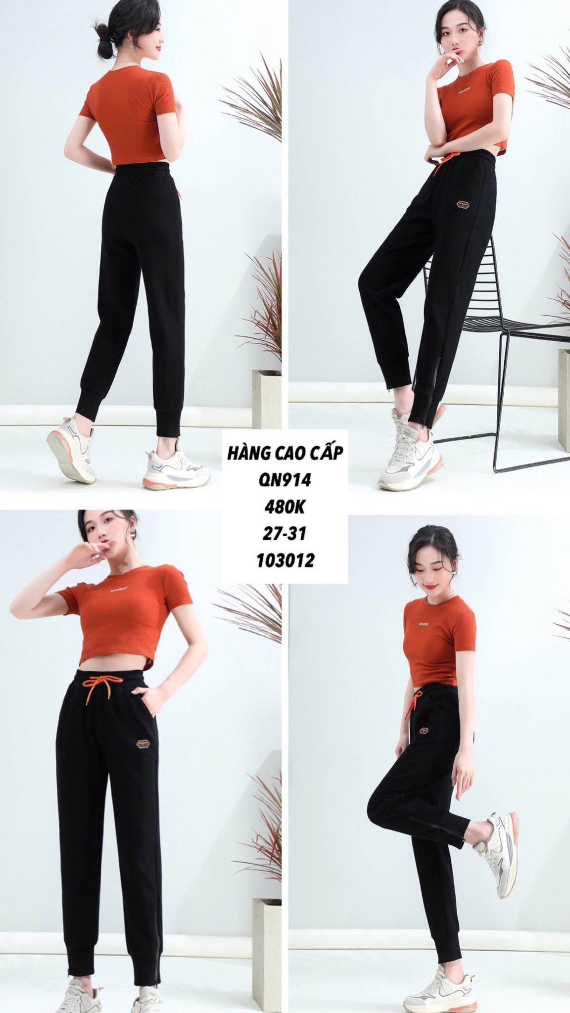  Quần jogger phối dây kéo qn914 
