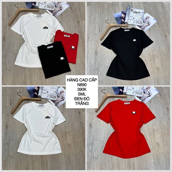  Áo thun cài áo trái tim n890 đỏ 