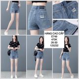 Quần short jean thêu miu túi rách e749 