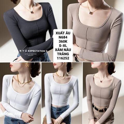  A-áo thun tay dài gân giữa phối cầu vai || n684 