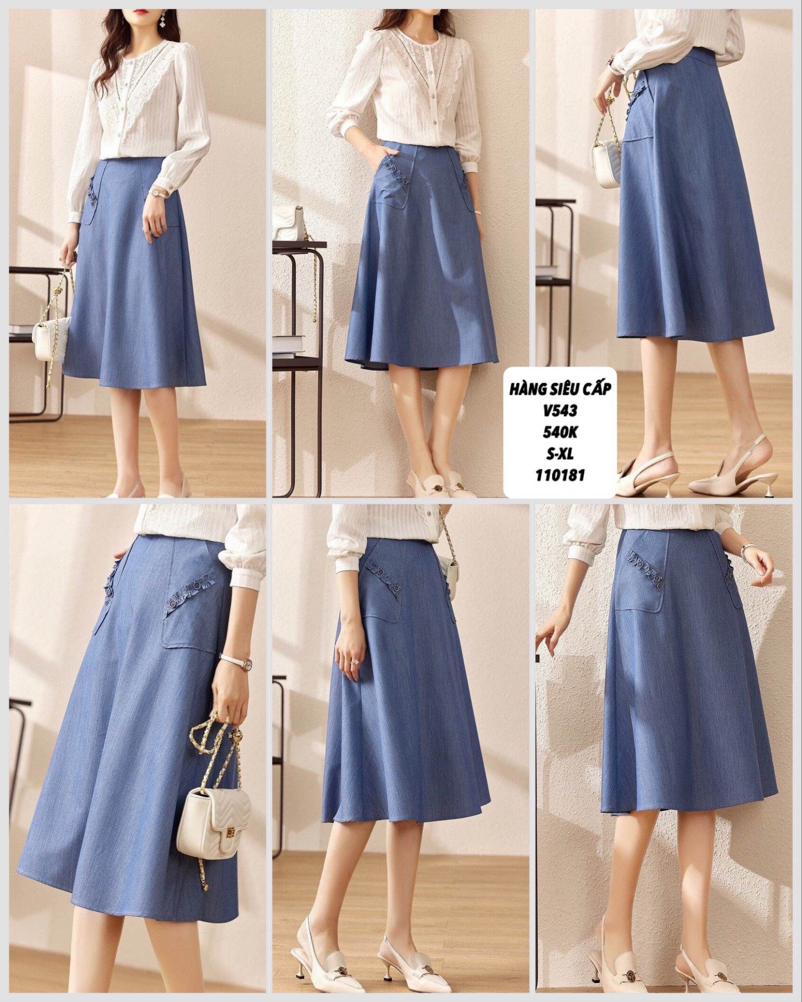  A-chân váy dài túi bèo v543 