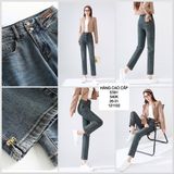  Quần jean 9 tấc eo phối tag da e581 