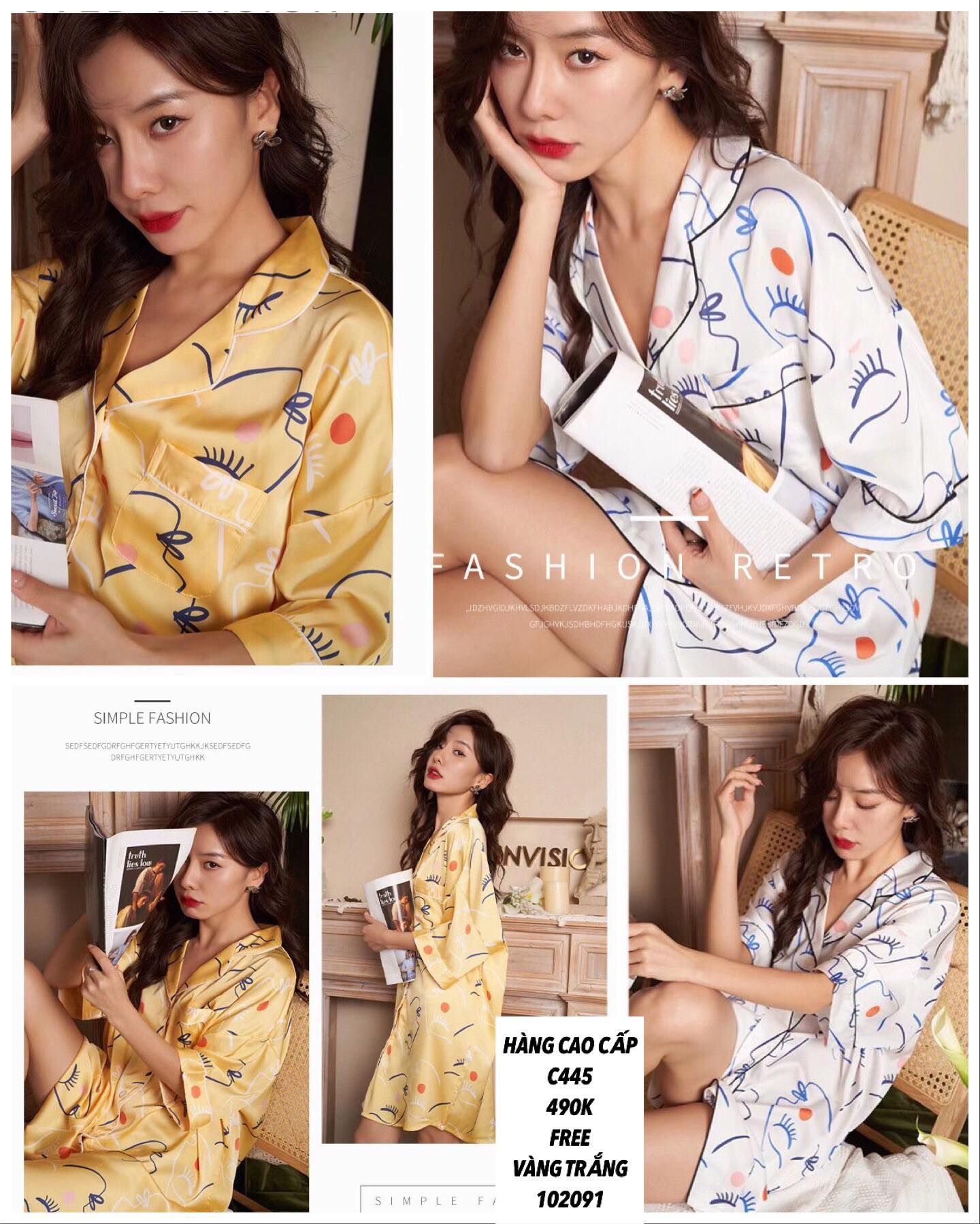  Đầm phi lụa họa tiết đôi mắt c445 