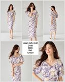  Đầm hoa tay phồng bẹt vai d198 