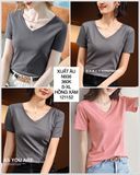  Áo thun trơn cổ tim n936-a 