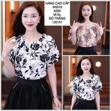  Áo voan hoa bẹt vai AN319 