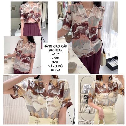  Áo voan cổ tim loang a182 