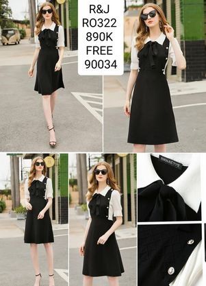  ĐẦM THUN DỆT KIM KÈM BELT HÃNG R&J - RO322 