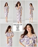  Đầm hoa tay phồng bẹt vai d198 