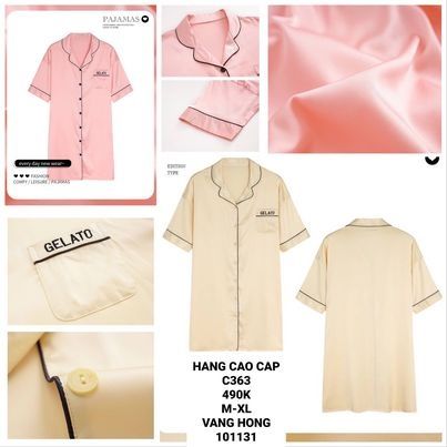  Đầm ngủ phi lụa viền đen gelato c363 