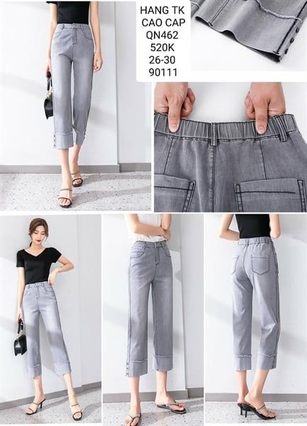  Quần jean suông phối nút - qn462 