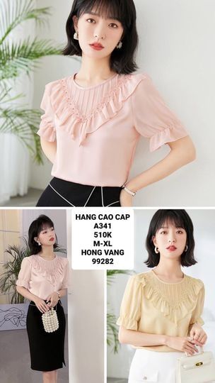  Áo voan cổ xếp ly phối bèo a341 