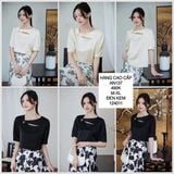  Áo voan khoét ngực nút hoa an137 
