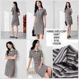  Đầm dệt kim sọc nút xéo d267 