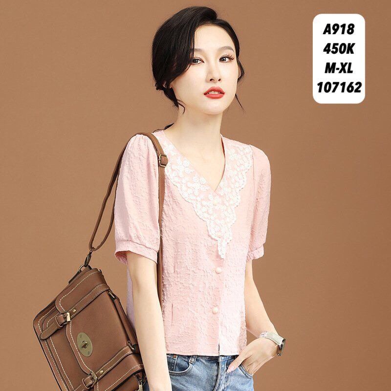  Sơmi xốp cổ phối ren a918 