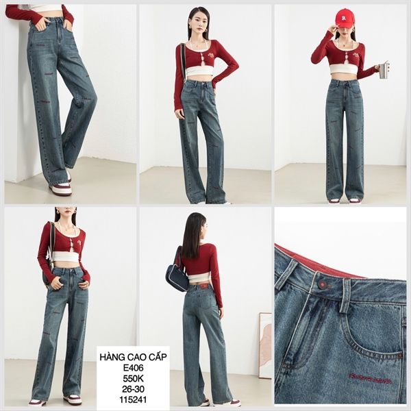  A-quần jean ống jean tag chữ đỏ e406 
