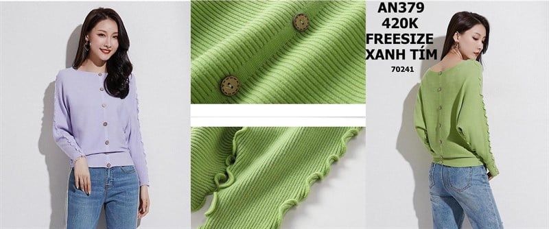  ÁO LEN PHỐI NÚT AN379 