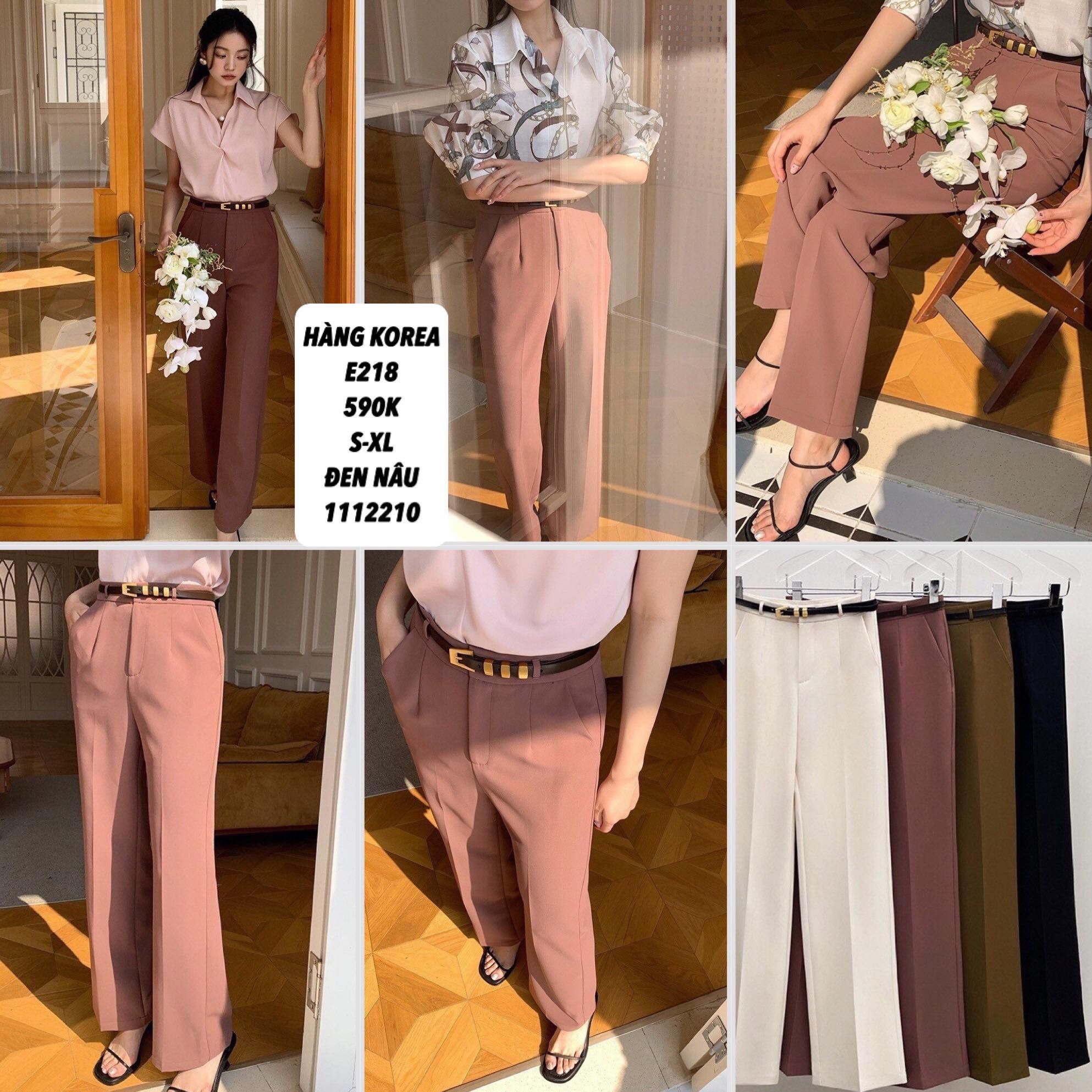  C-quần voan suông kèm belt e218 
