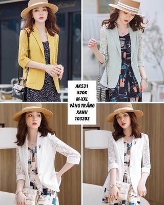 Áo khoác vest tay phối ren ak531 