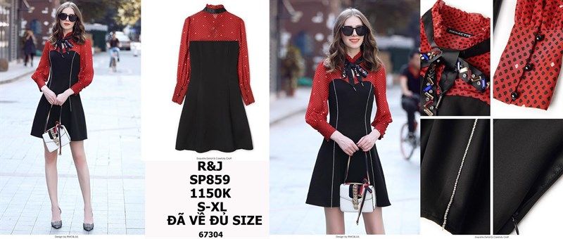  ĐẦM PHỐI VOAN DÂY ĐÍNH ĐÁ HÃNG R&J SP859 