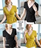  Áo thun gân dây rút cột eo a402 