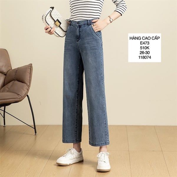  C-QUẦN JEAN SUÔNG LỬNG ĐAI CHỮ E473 