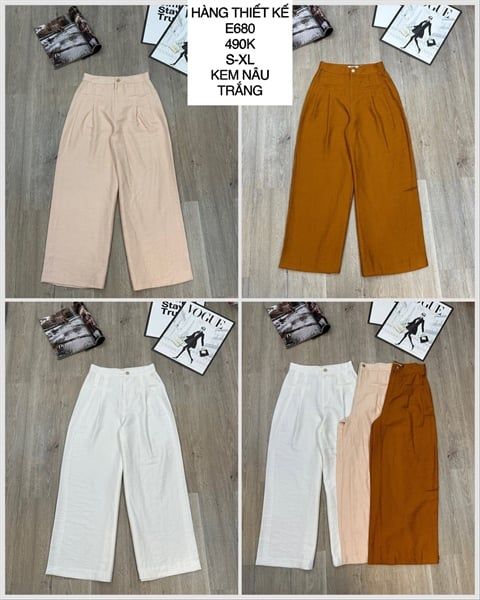  Quần ống suông linen e680 