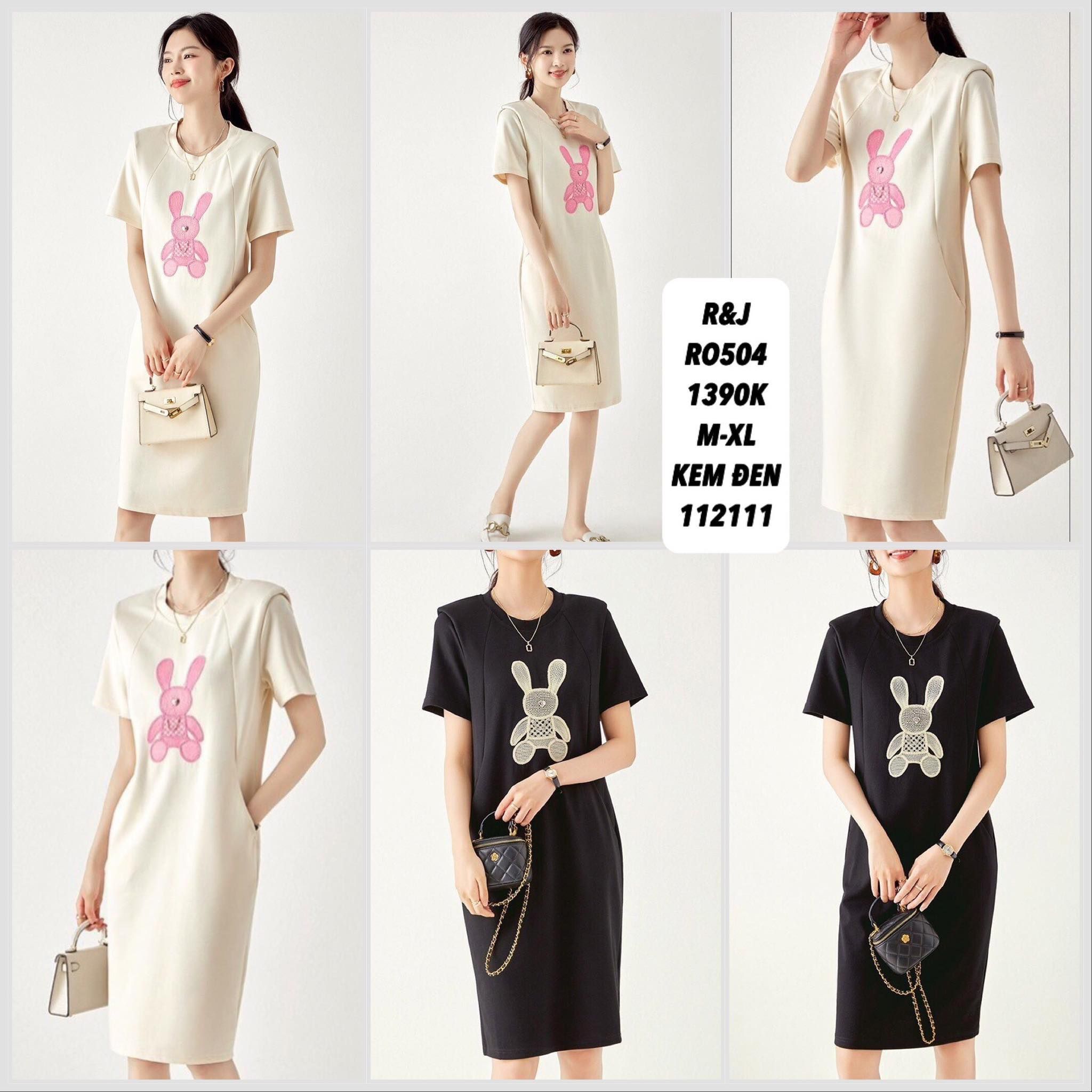  C-đầm thun hình thỏ thêu hãng r&j ro504 