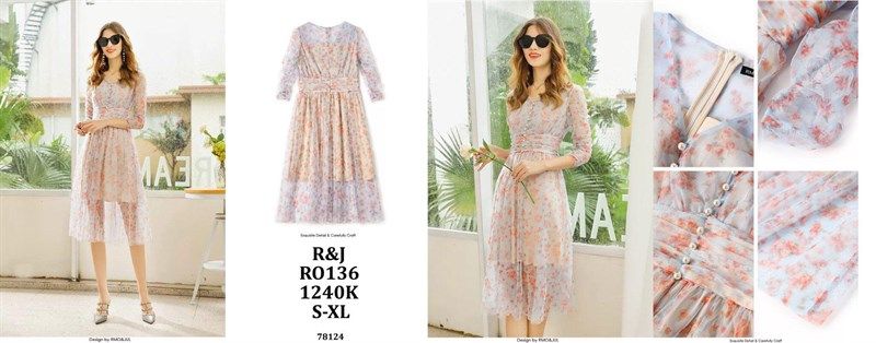  ĐẦM VOAN HOA HÃNG R&J RO136 