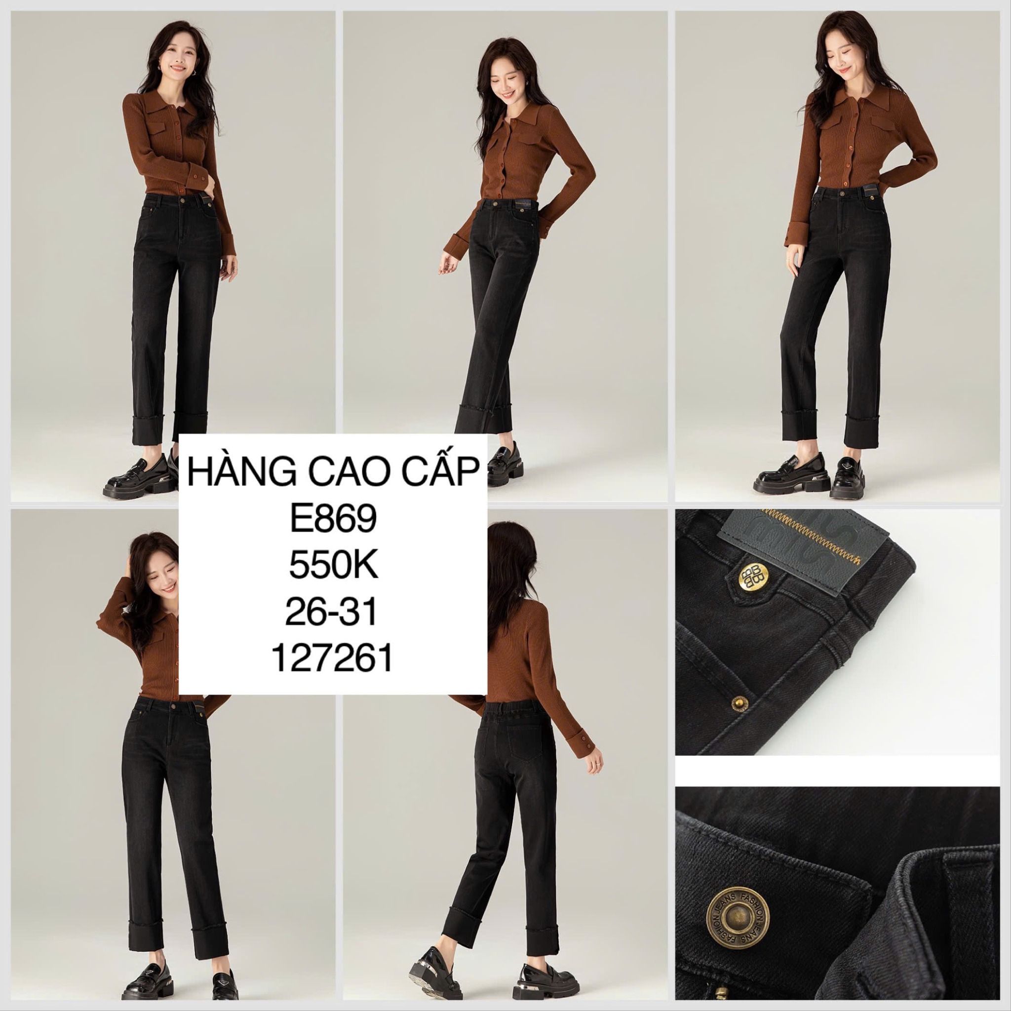  Quần suông xắn lai tag miu E869 