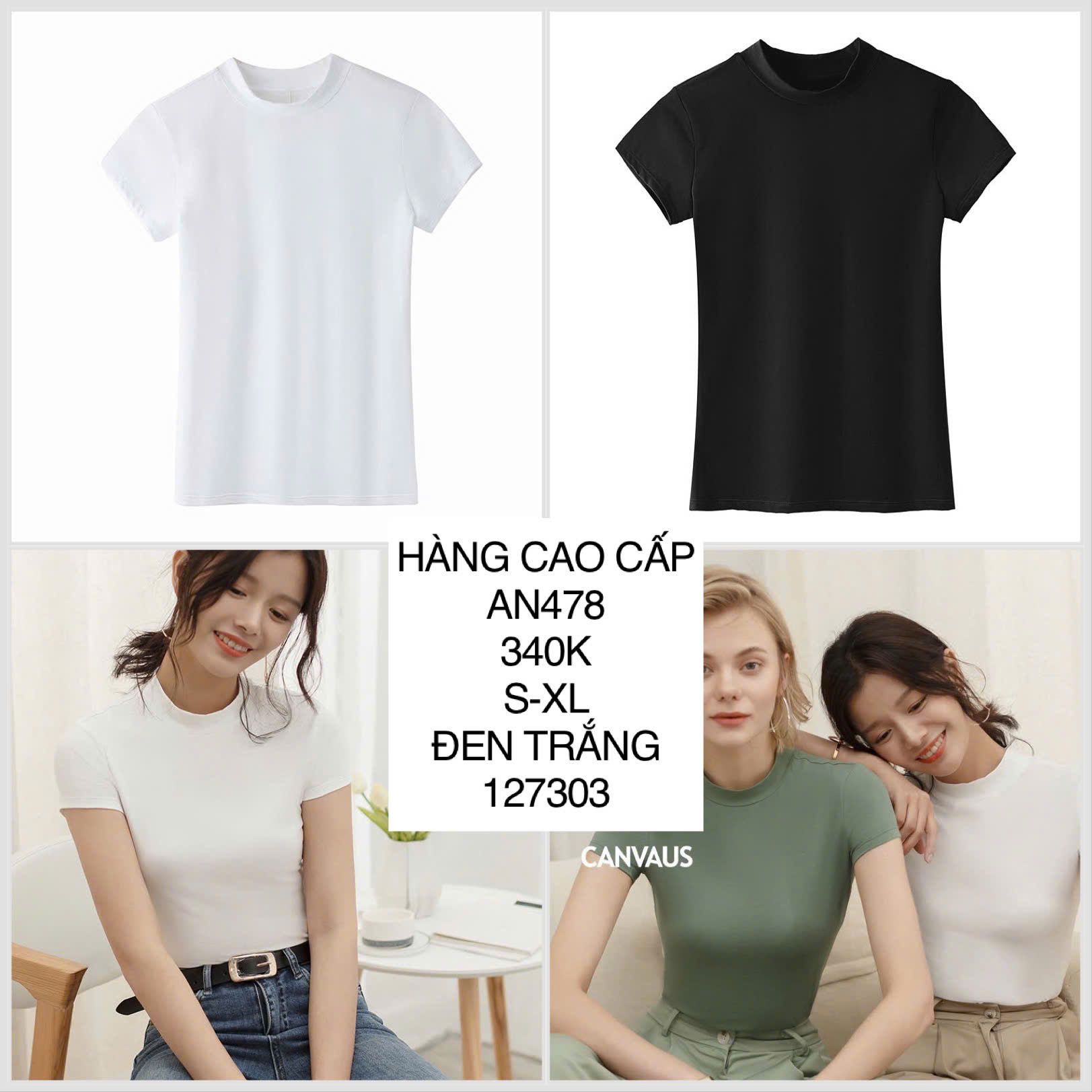  Áo thun basic cổ cao AN478 