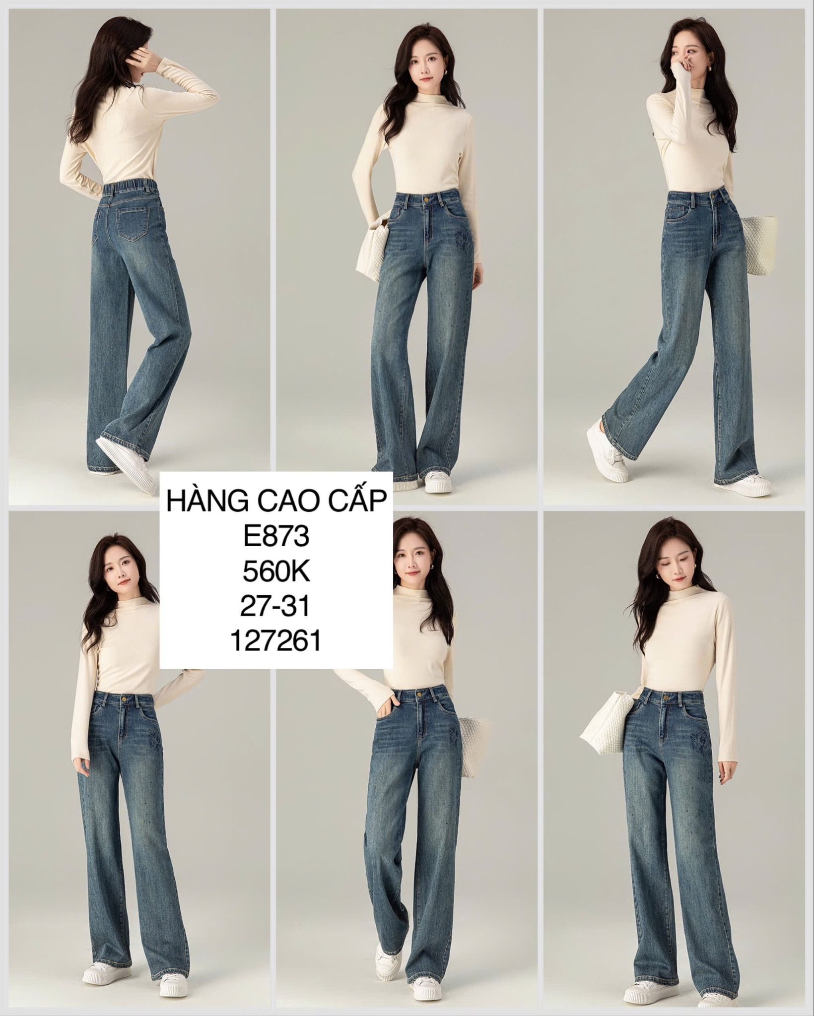  Quần Jean Thêu Hoa Đính Đá E873 