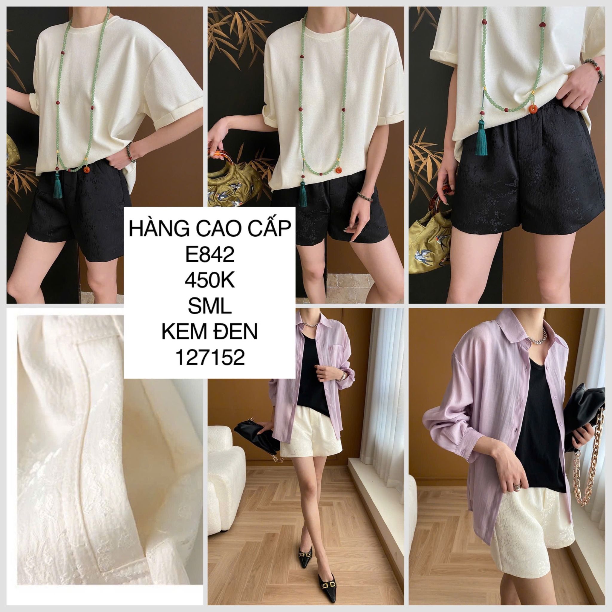  Quần short gấm hoa E842 