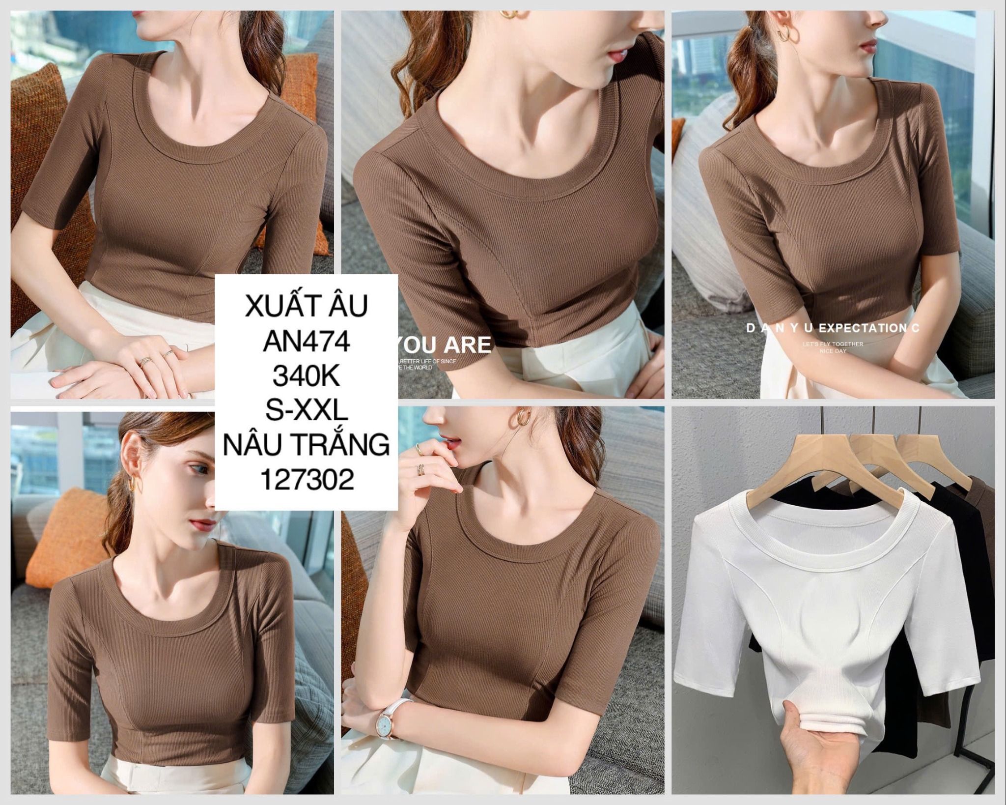  Áo thun gân phối viền 2 bên AN474 