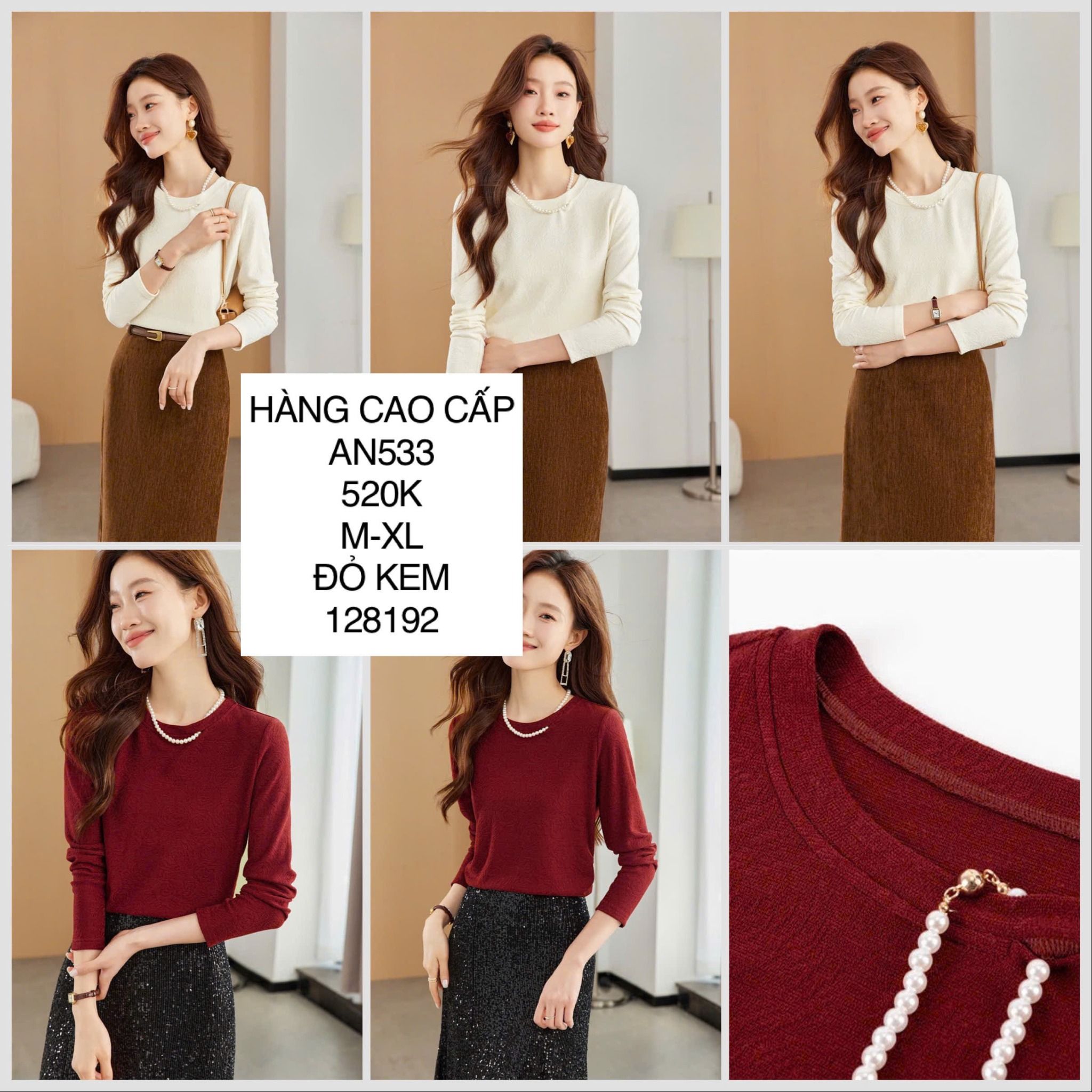 Áo thun hoa kèm dây châu AN533 