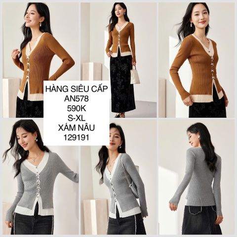  Áo dệt kim phối nơ AN578 