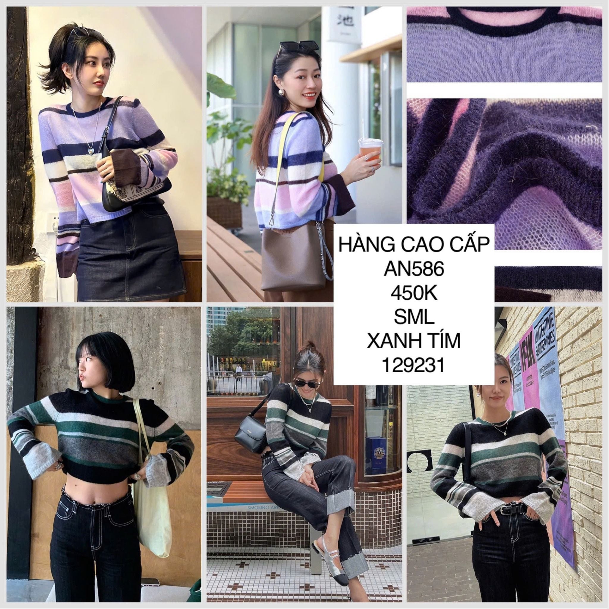  Áo dệt kim sọc AN586 