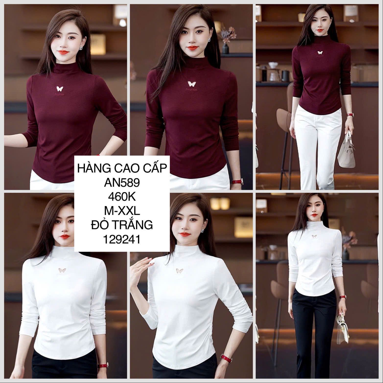  SALE20% Áo thun cổ lọ thêu bướm AN589 