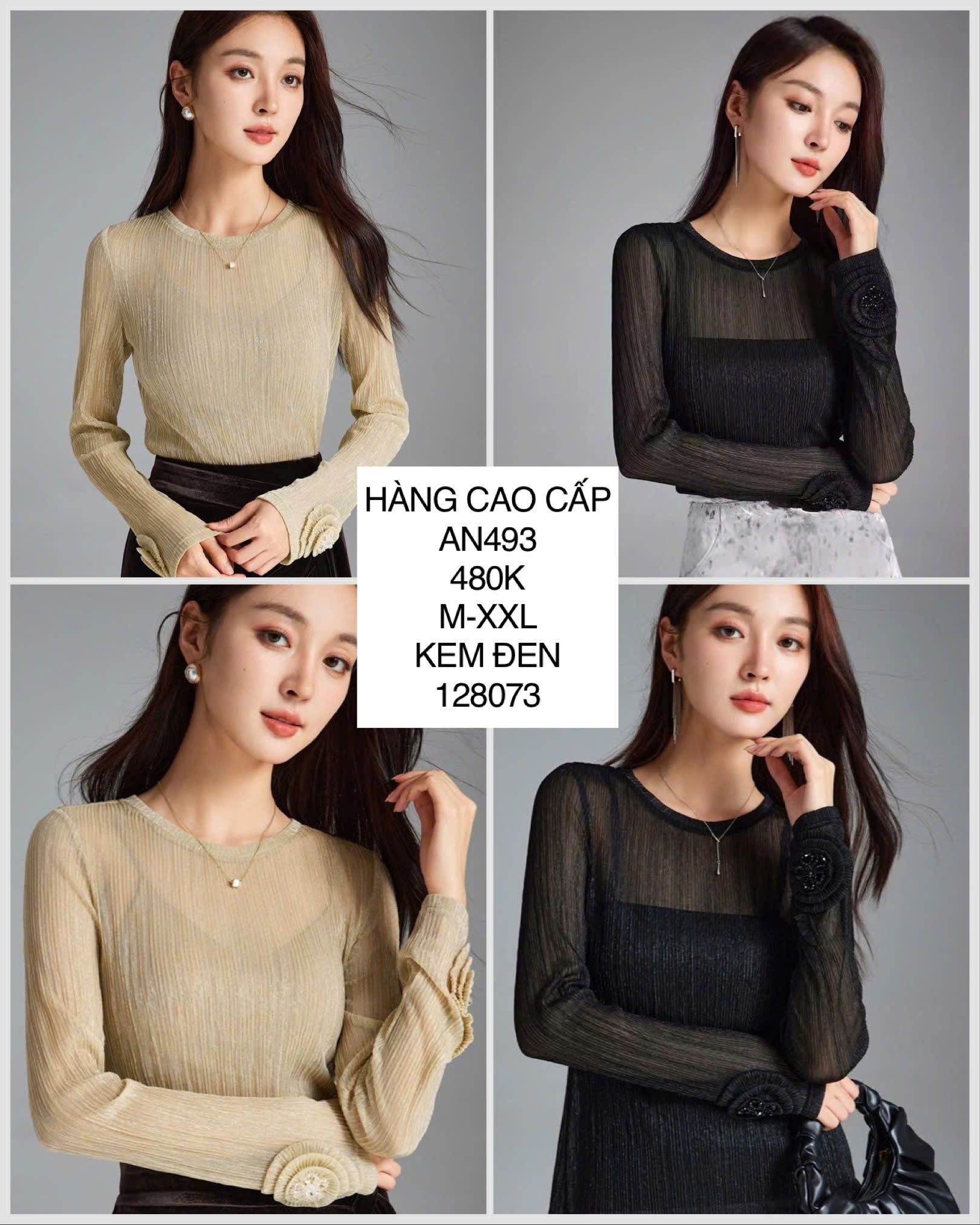  Áo thun lưới tay hoa AN493 